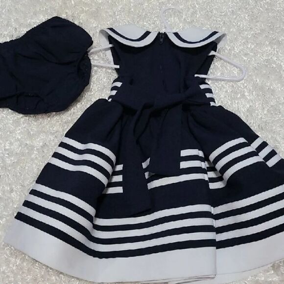 Navy blue sailor dress & matching bloomers - Picture 2 of 3